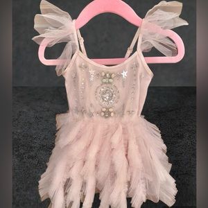 Tutu Du Monde ruffled sequin embellished pink dress 0-3 month old baby girl